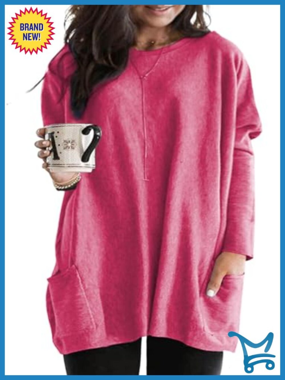Plus Size Long Sleeve Tunic Top 95%Polyester+5%Elastane Crewneck Casual Chic